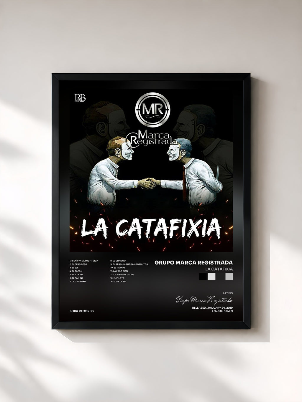 #noir Tableau de l'album La Catafixia de Grupo Marca Registrada, cadre noir, imprimé et encadré en France