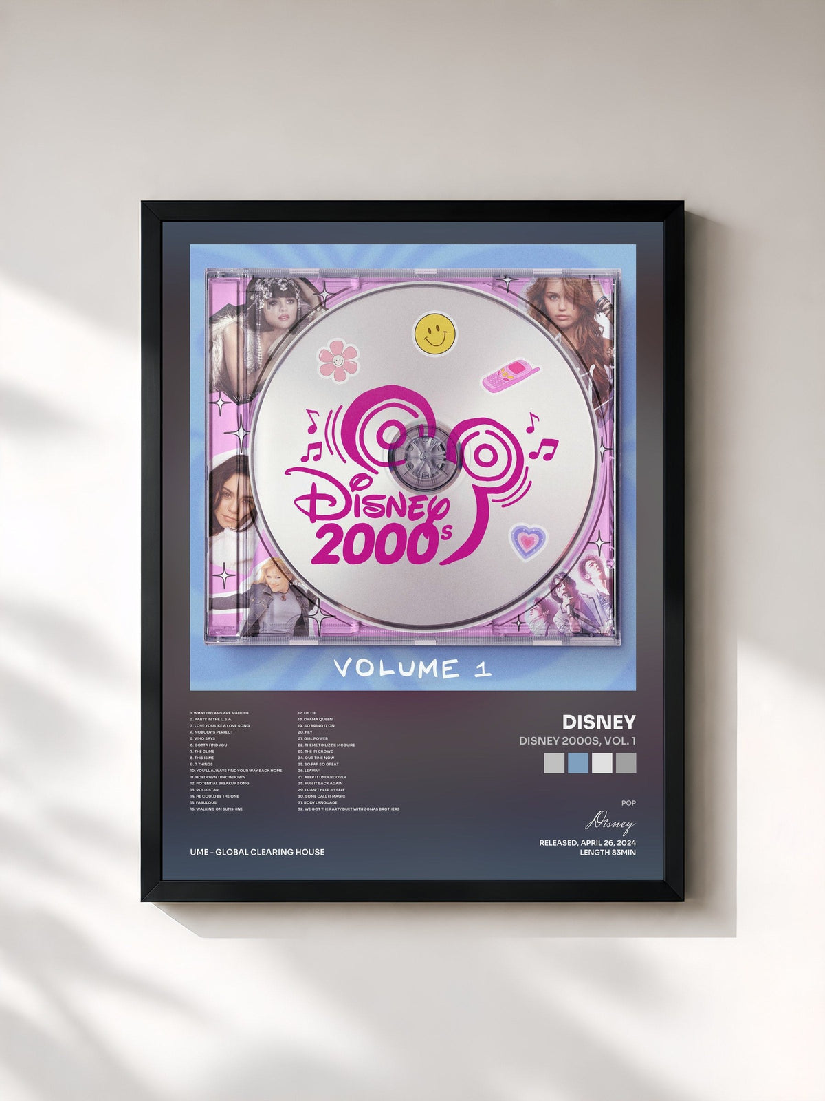 #noir Tableau de l'album Disney 2000s, Vol. 1 de Disney, cadre noir, imprimé et encadré en France