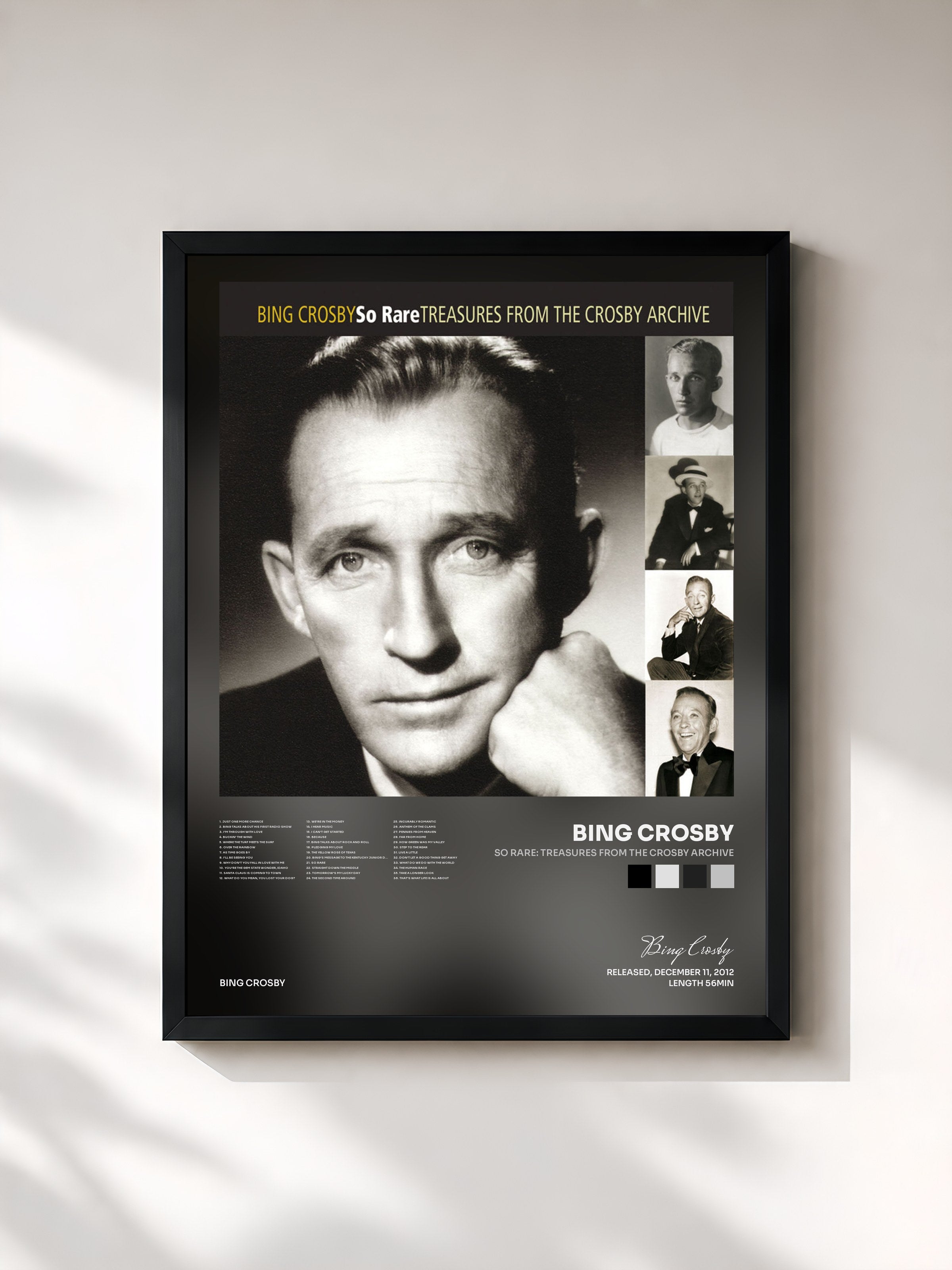 #noir Tableau de l'album So Rare: Treasures From The Crosby Archive de Bing Crosby, cadre noir, imprimé et encadré en France