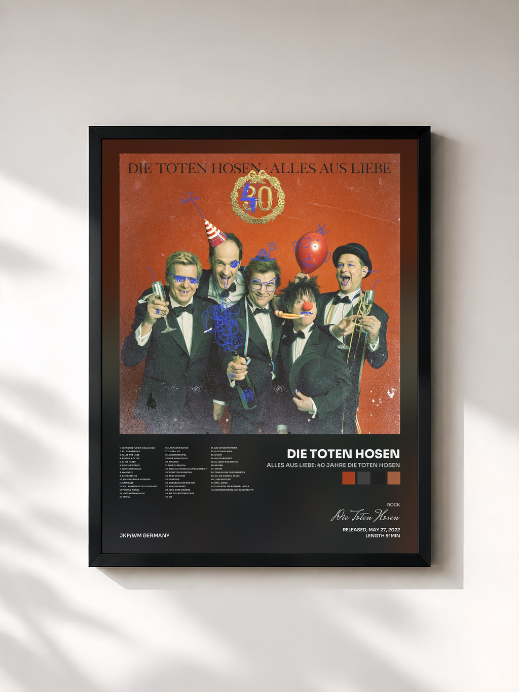 #noir Alles aus Liebe: 40 Jahre Die Toten Hosen de Die Toten Hosen en lámina enmarcada, marco negro, impresa y enmarcada en Francia