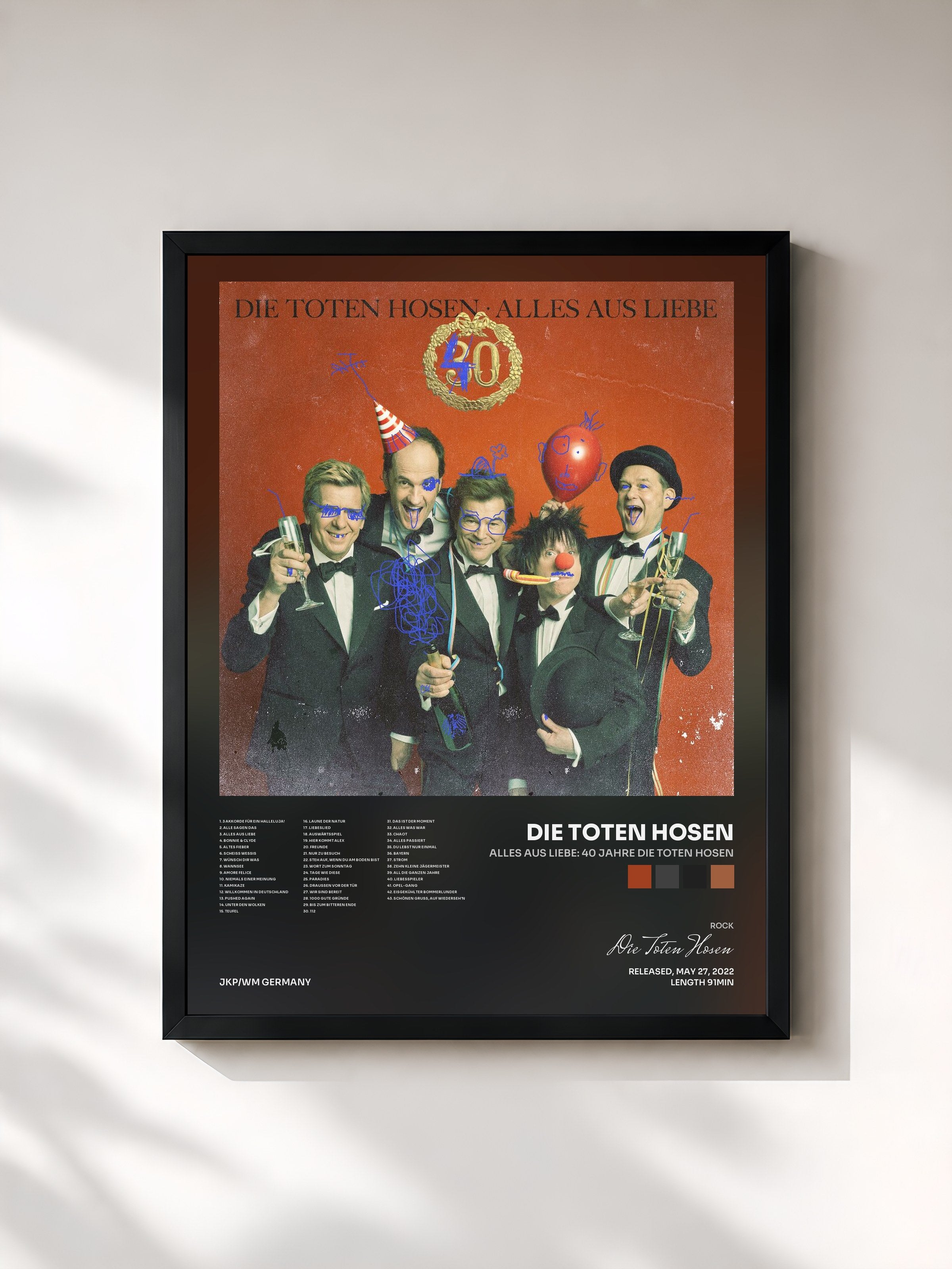#noir Tableau de l'album Alles aus Liebe: 40 Jahre Die Toten Hosen de Die Toten Hosen, cadre noir, imprimé et encadré en France