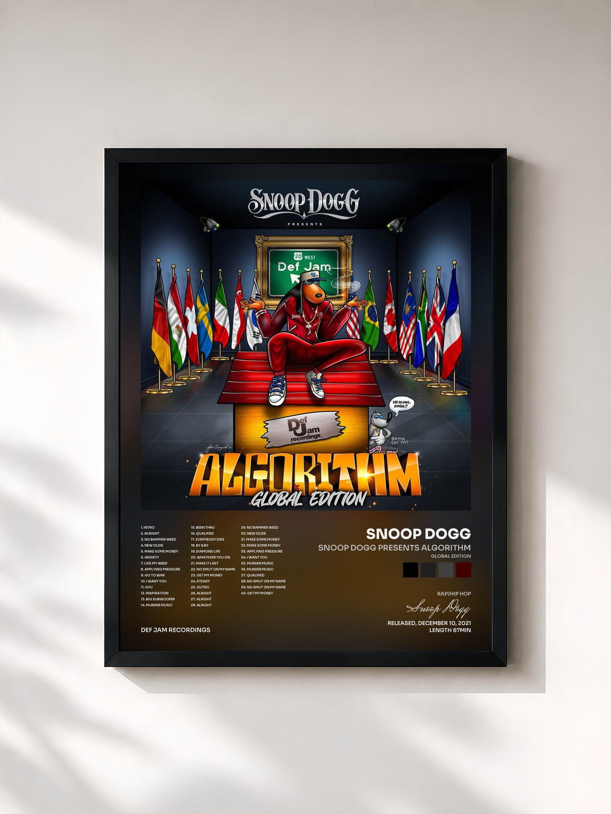 #noir Tableau de l'album Snoop Dogg Presents Algorithm (Global Edition) de Snoop Dogg, cadre noir, imprimé et encadré en France