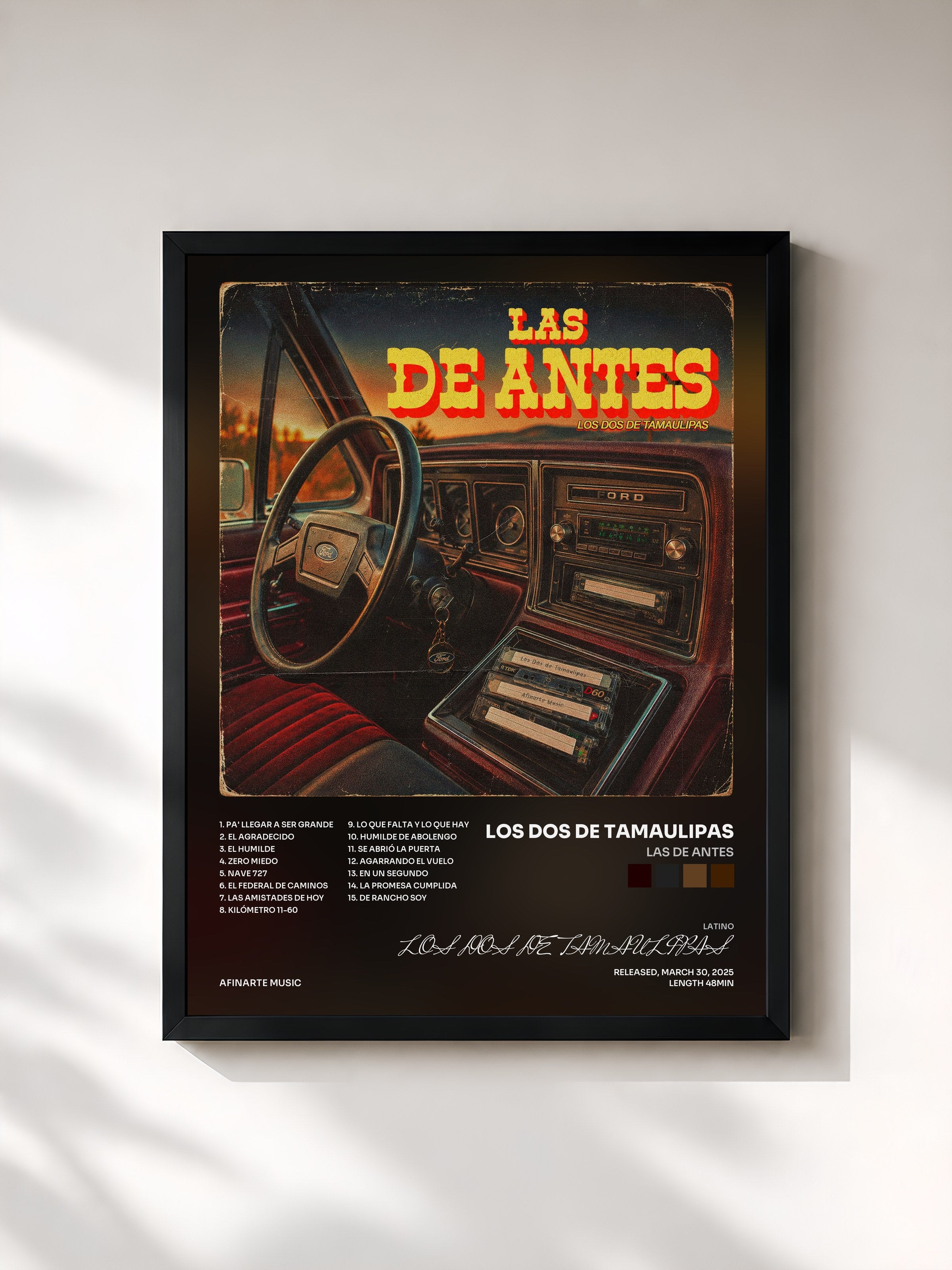 #noir Tableau de l'album Las De Antes de LOS DOS DE TAMAULIPAS, cadre noir, imprimé et encadré en France