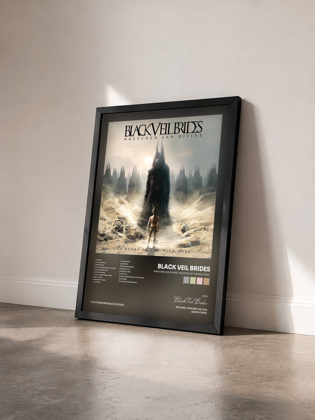 #noir Wretched And Divine: The Story Of The Wild Ones di Black Veil Brides in stampa incorniciata vista di tre quarti, cornice nera