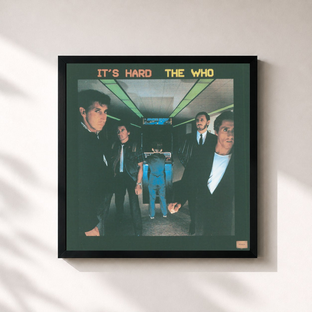 #noir Tableau carré de l'album It's Hard de The Who, cadre noir 32x32 cm