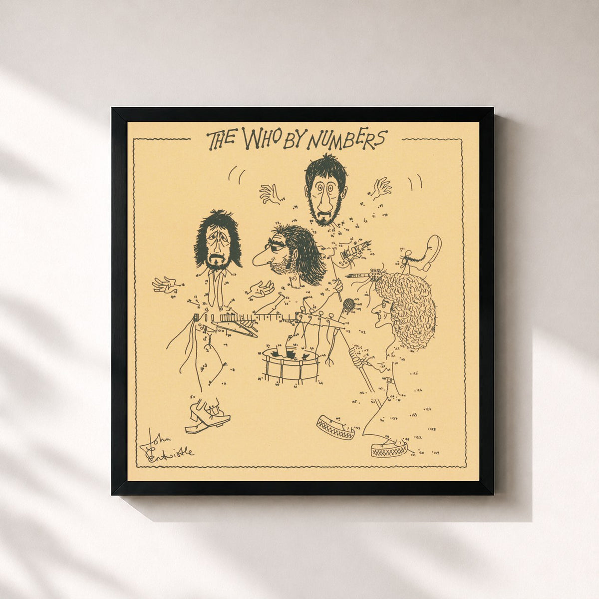 #noir Tableau carré de l'album The Who By Numbers de The Who, cadre noir 32x32 cm