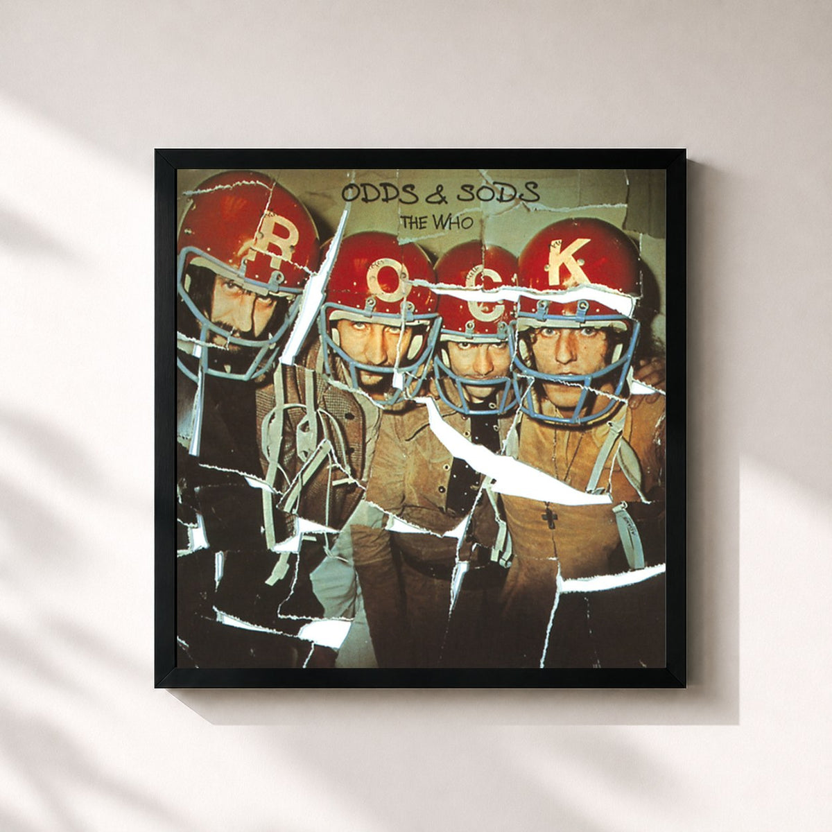 #noir Tableau carré de l'album Odds & Sods de The Who, cadre noir 32x32 cm