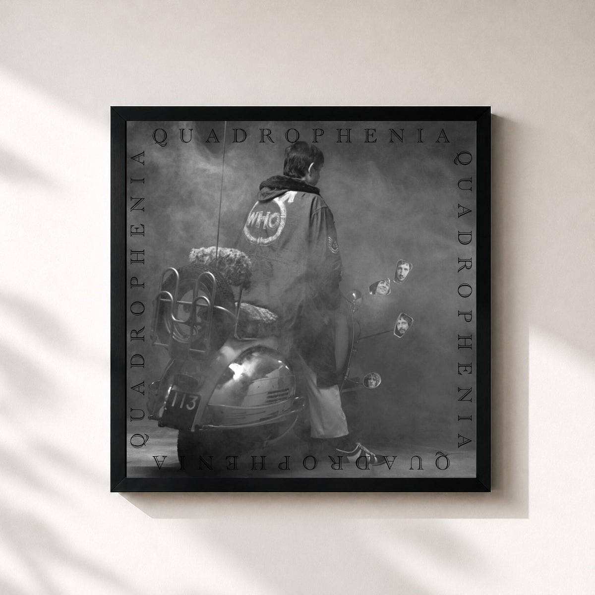 #noir Tableau carré de l'album Quadrophenia de The Who, cadre noir 32x32 cm