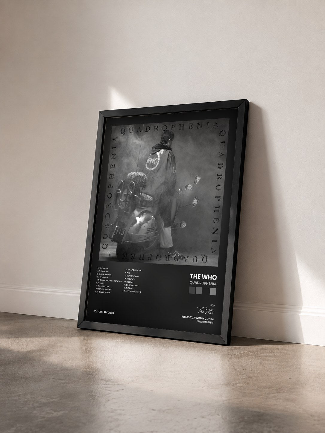#noir Tableau de l'album Quadrophenia de The Who vu de trois quarts, cadre noir