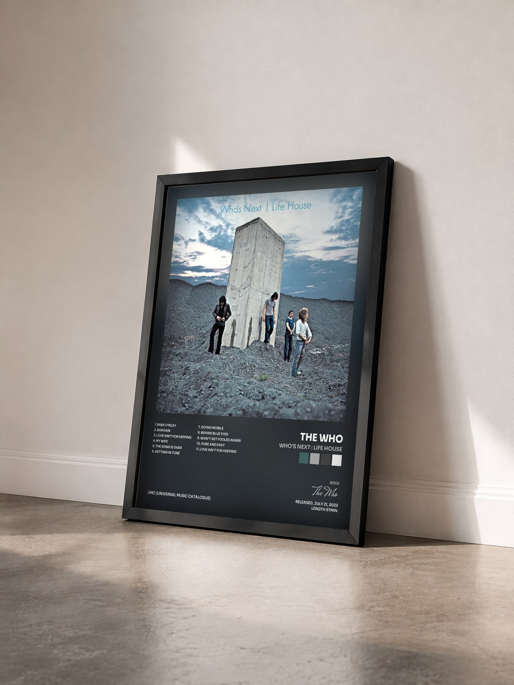 #noir Tableau de l'album Who’s Next : Life House de The Who vu de trois quarts, cadre noir
