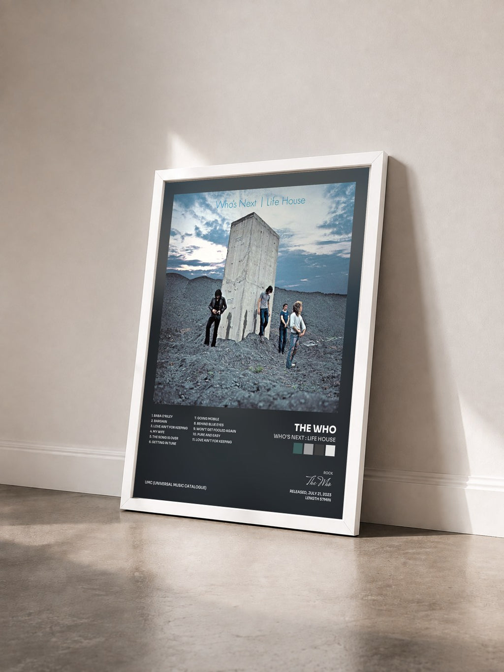 #blanc Tableau de l'album Who’s Next : Life House de The Who vu de trois quarts, cadre blanc