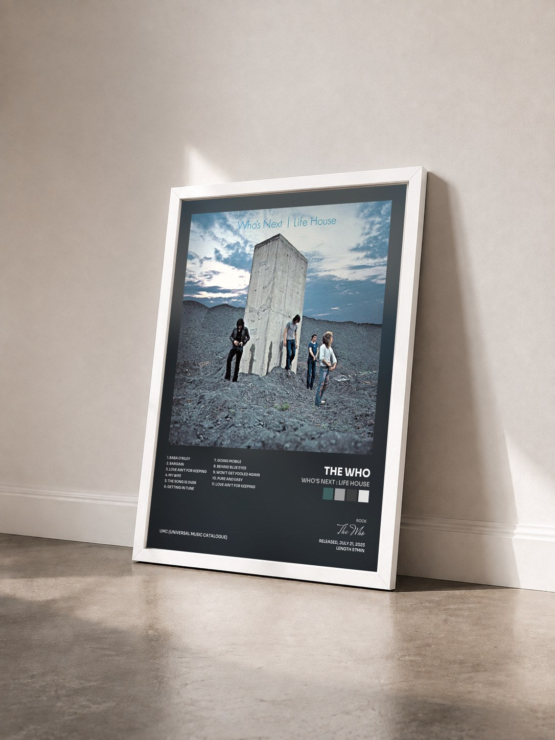 #blanc Tableau de l'album Who’s Next : Life House de The Who vu de trois quarts, cadre blanc