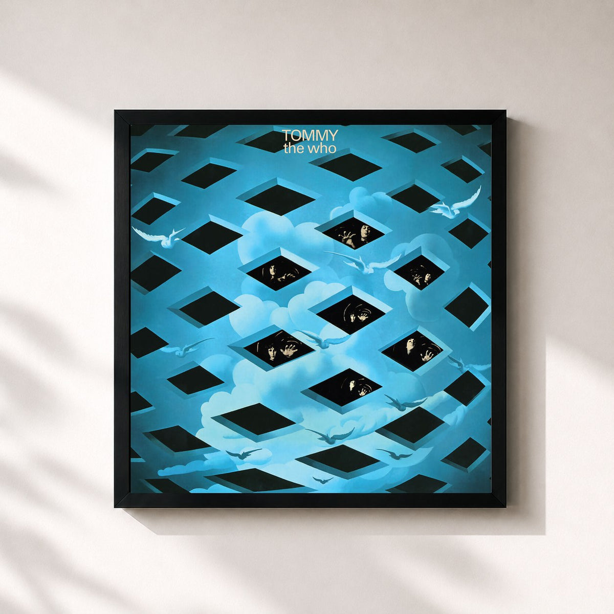 #noir Tableau carré de l'album Tommy de The Who, cadre noir 32x32 cm