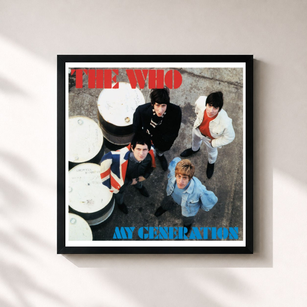 #noir Tableau carré de l'album My Generation (Remastered Mono Version) de The Who, cadre noir 32x32 cm