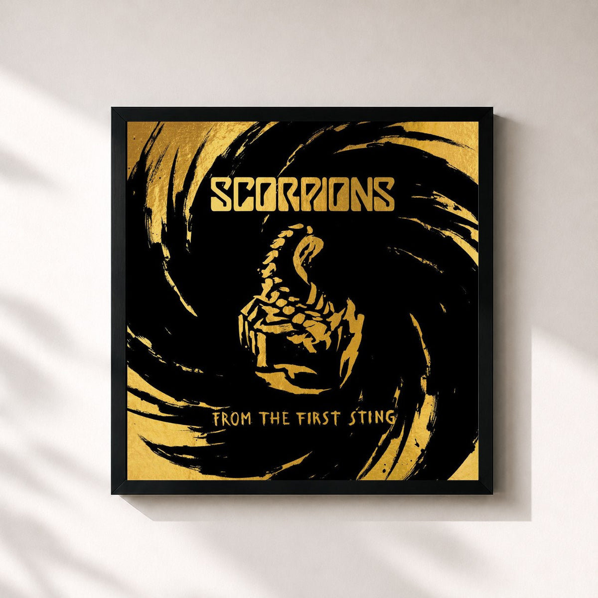 #noir Tableau carré de l'album From The First Sting de Scorpions, cadre noir 32x32 cm