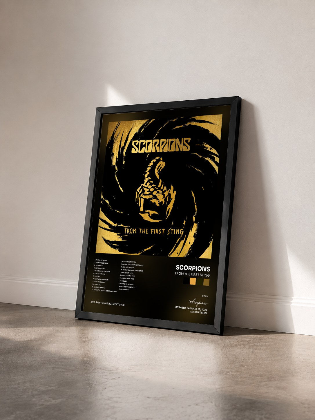 #noir Tableau de l'album From The First Sting de Scorpions vu de trois quarts, cadre noir