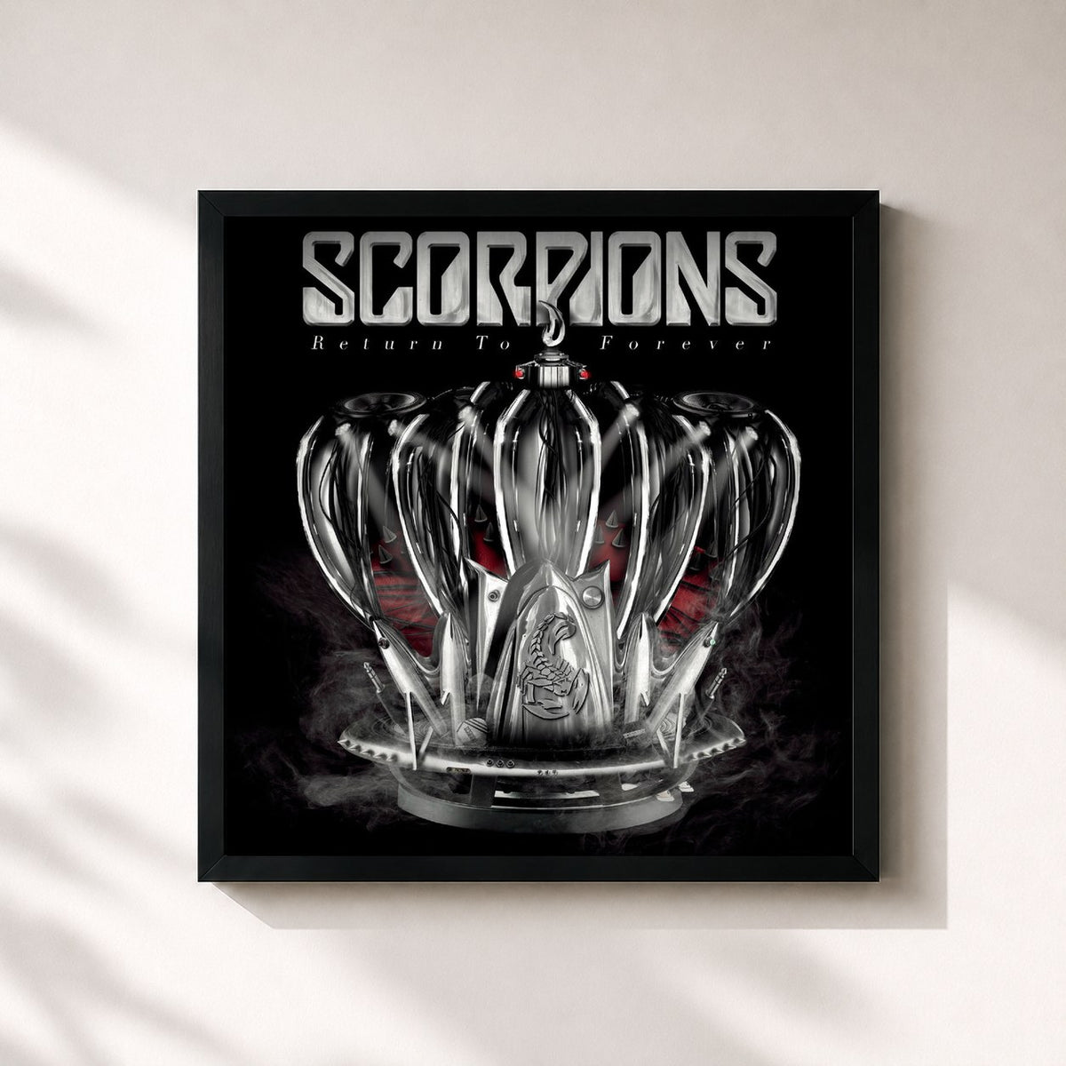 #noir Tableau carré de l'album Return to Forever de Scorpions, cadre noir 32x32 cm