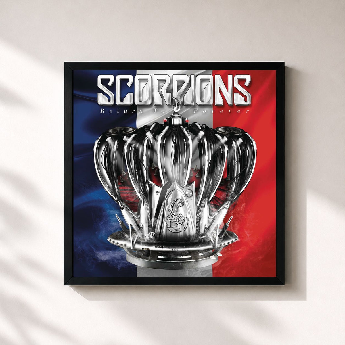 #noir Tableau carré de l'album Return to Forever (France Tour Edition) de Scorpions, cadre noir 32x32 cm