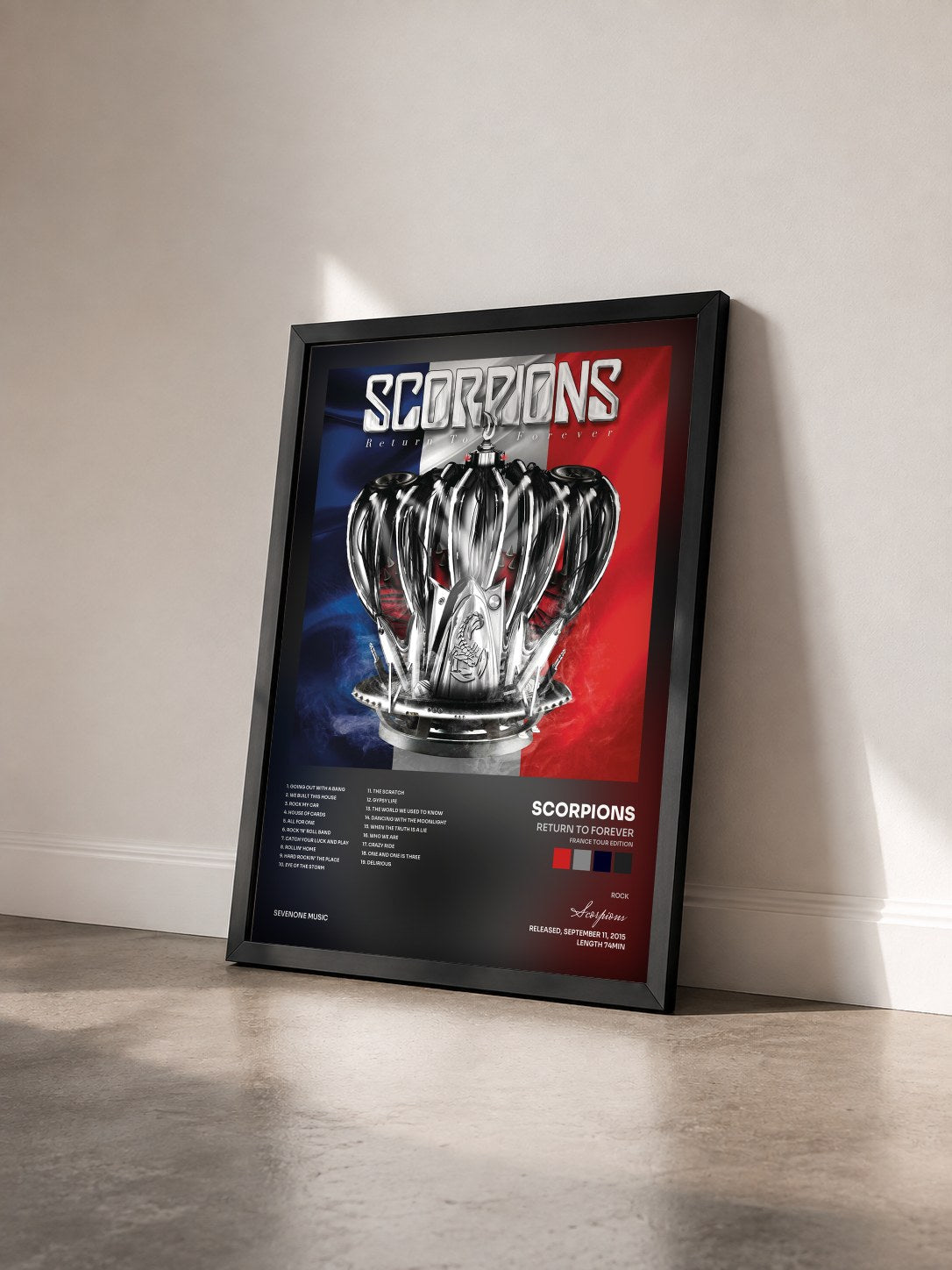 #noir Tableau de l'album Return to Forever (France Tour Edition) de Scorpions vu de trois quarts, cadre noir