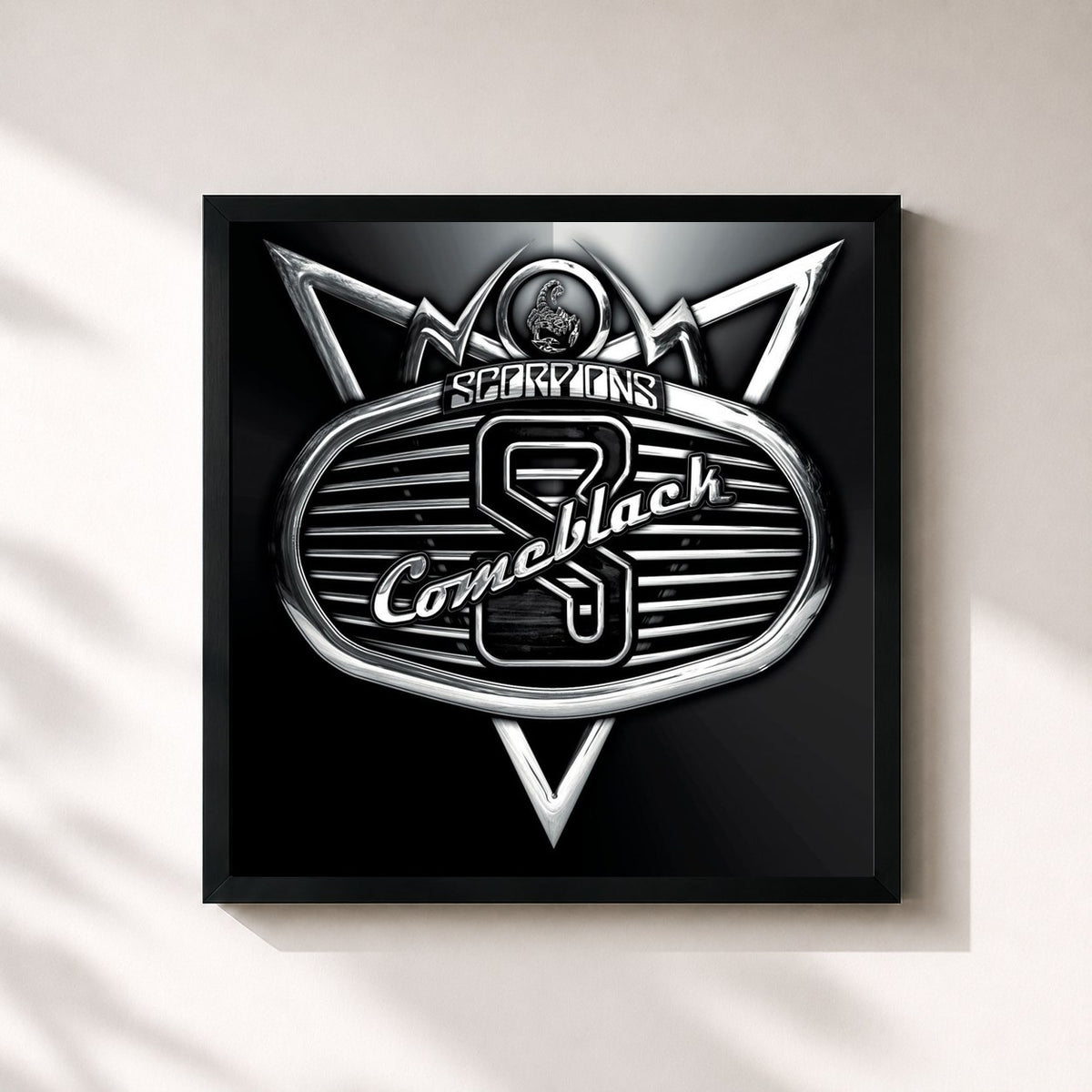 #noir Tableau carré de l'album Comeblack de Scorpions, cadre noir 32x32 cm