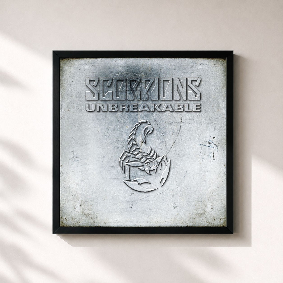 #noir Tableau carré de l'album Unbreakable de Scorpions, cadre noir 32x32 cm