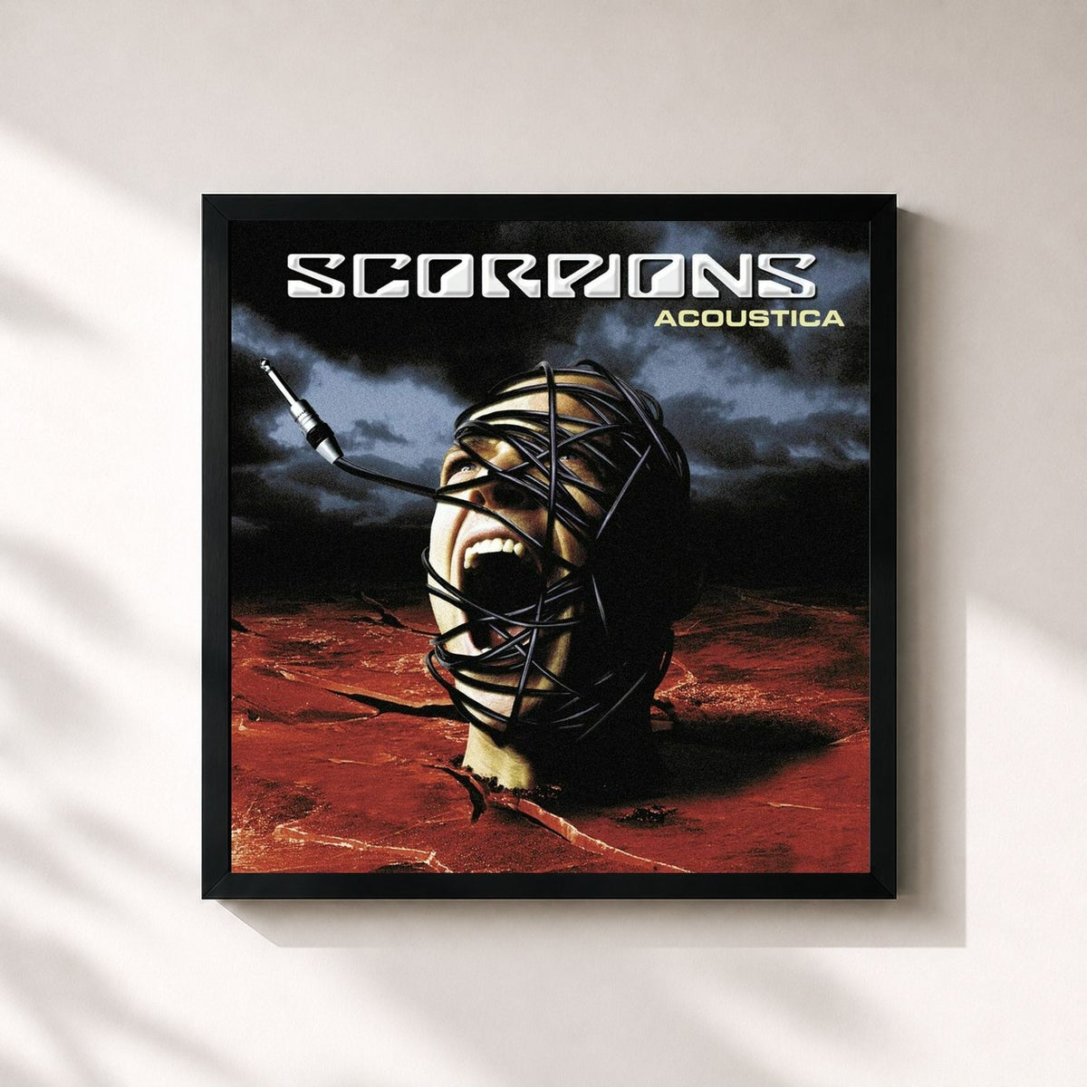 #noir Tableau carré de l'album Acoustica de Scorpions, cadre noir 32x32 cm