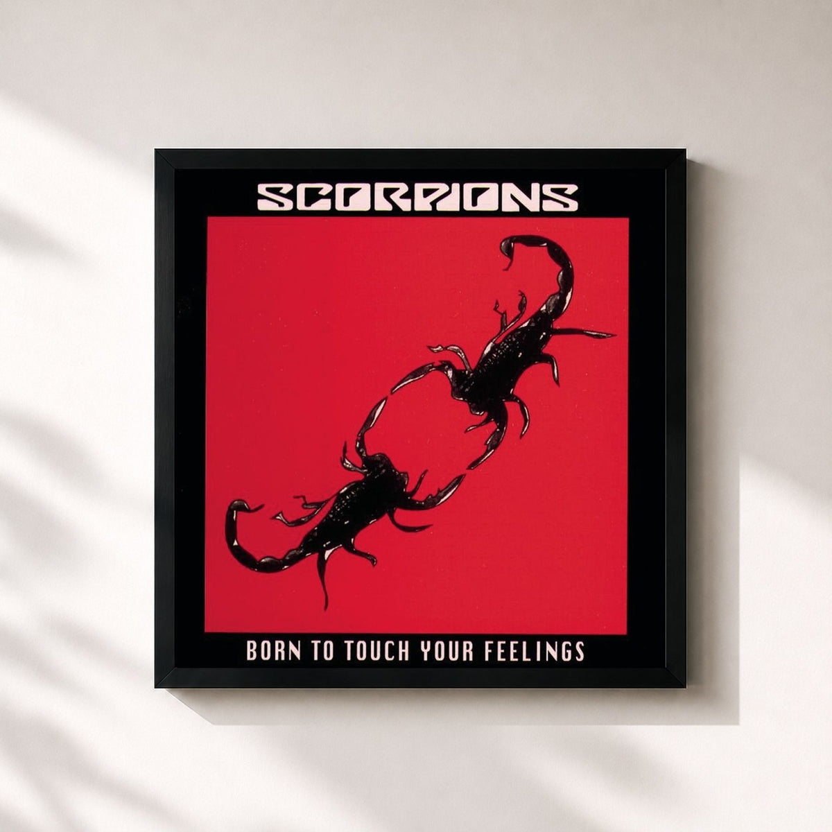 #noir Tableau carré de l'album Born To Touch Your Feeling de Scorpions, cadre noir 32x32 cm