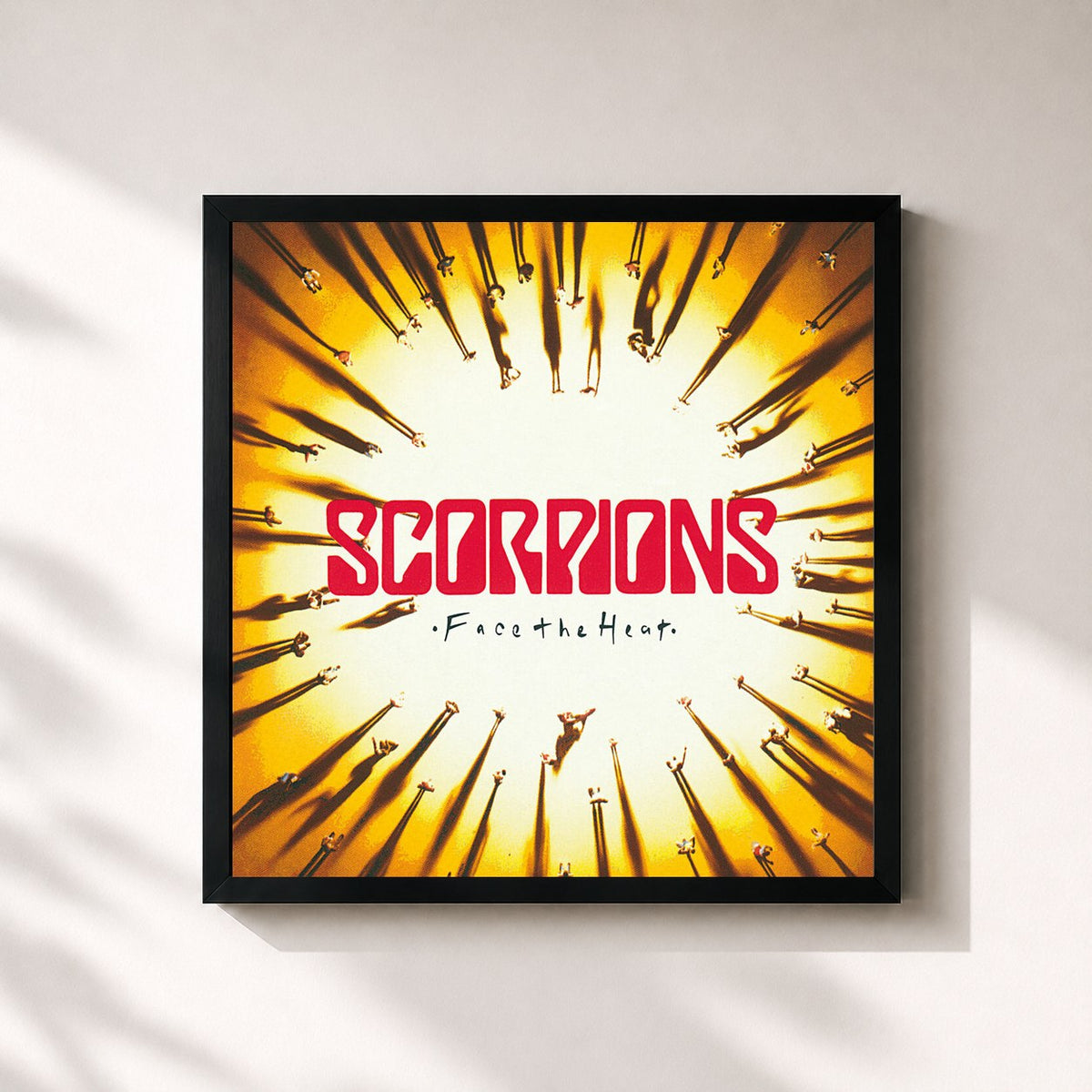 #noir Tableau carré de l'album Face The Heat de Scorpions, cadre noir 32x32 cm