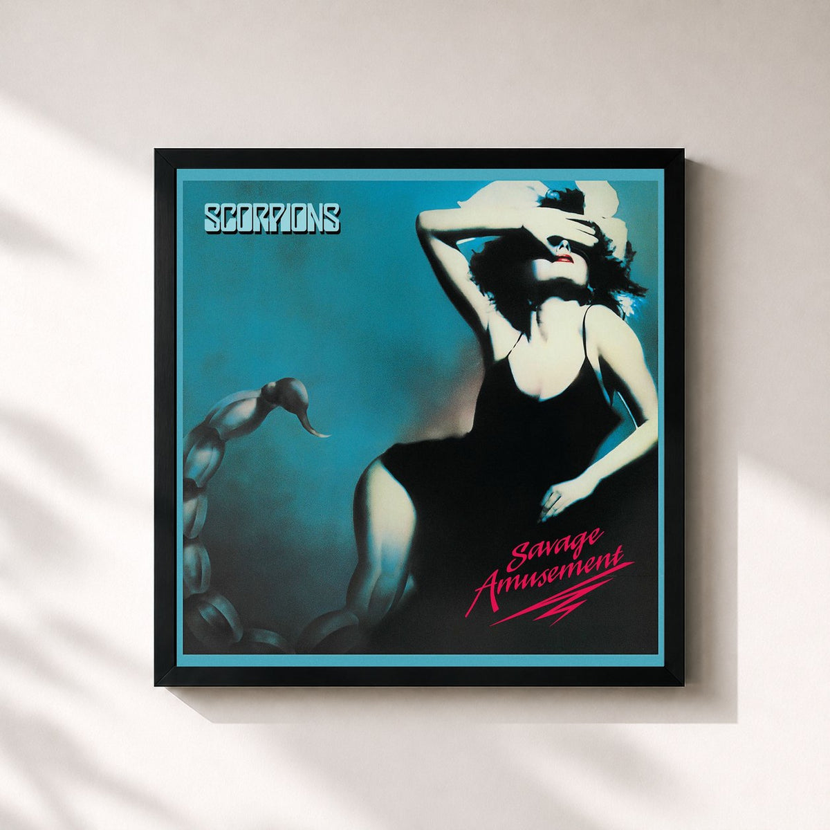 #noir Tableau carré de l'album Savage Amusement de Scorpions, cadre noir 32x32 cm