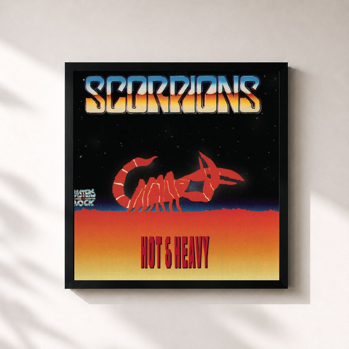 #noir Tableau carré de l'album Hot & Heavy de Scorpions, cadre noir 32x32 cm
