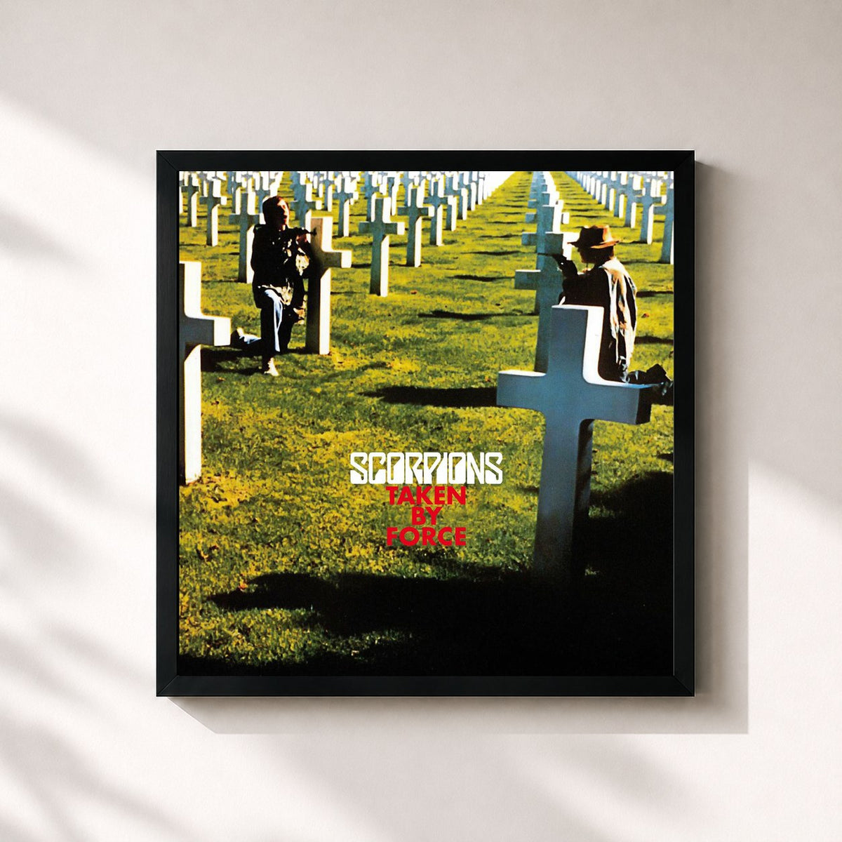 #noir Tableau carré de l'album Taken by Force de Scorpions, cadre noir 32x32 cm