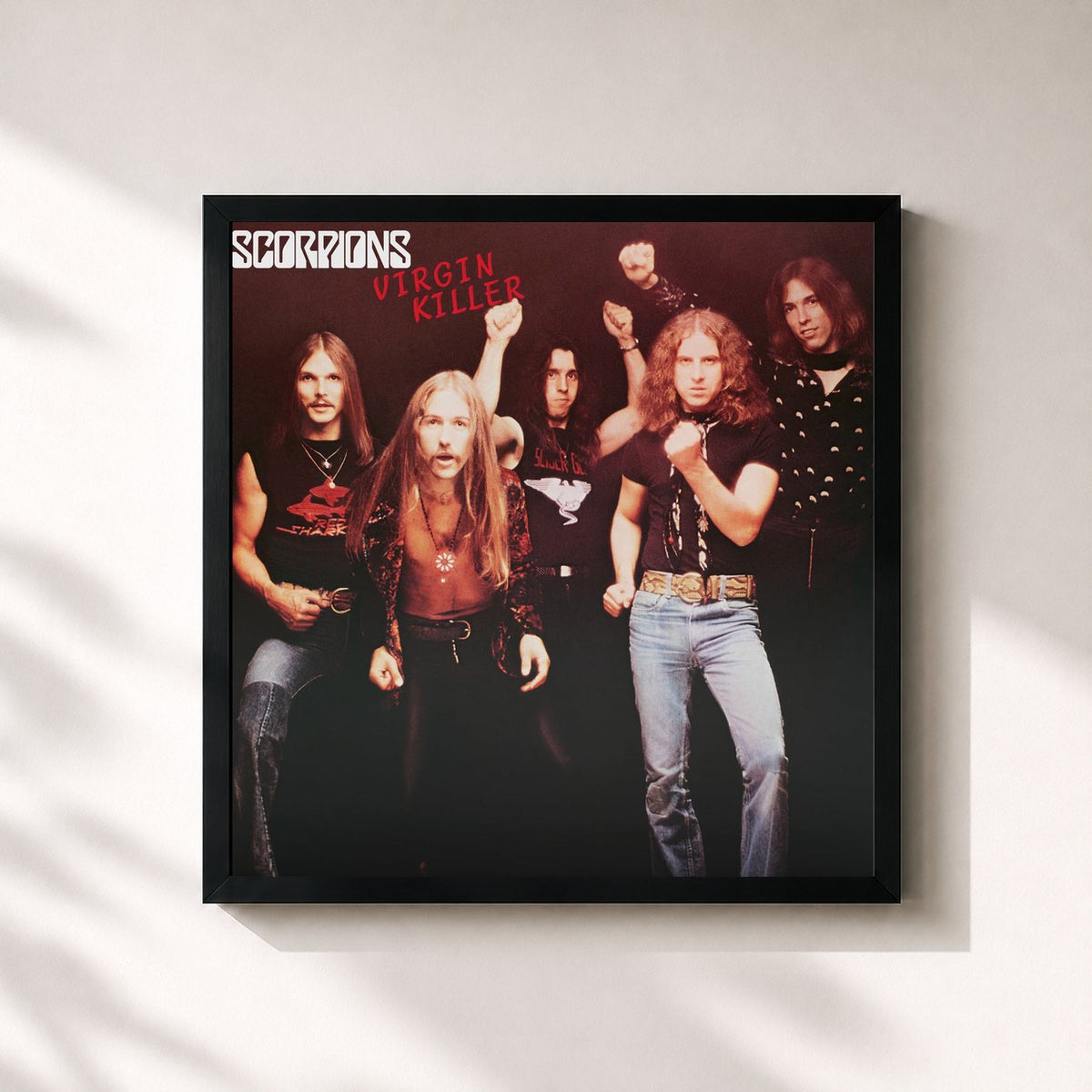 #noir Tableau carré de l'album Virgin Killer de Scorpions, cadre noir 32x32 cm