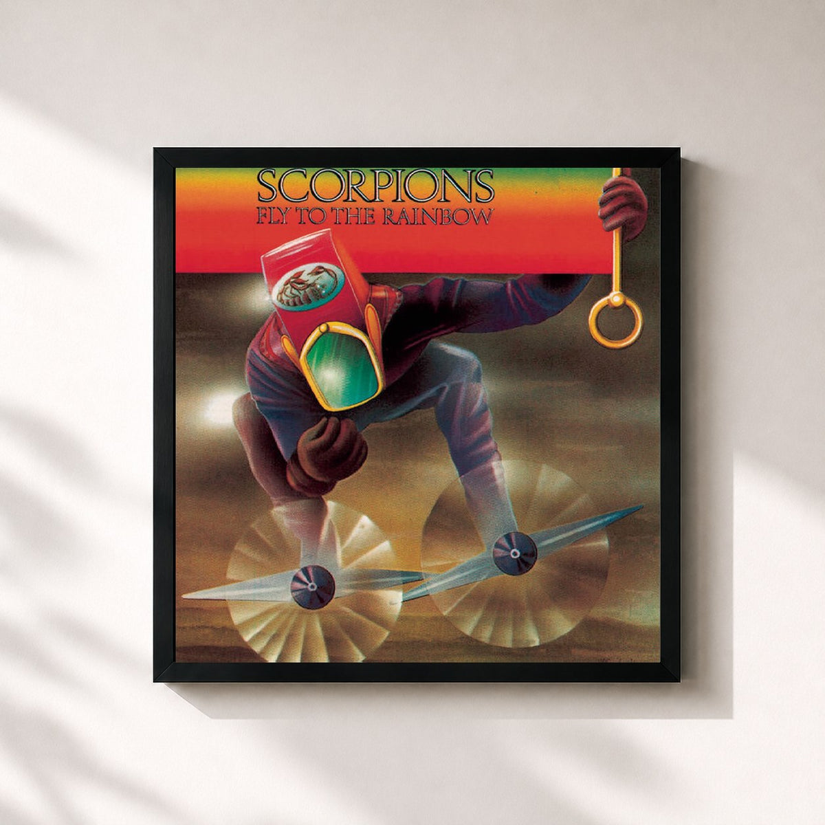 #noir Fly to the Rainbow di Scorpions in stampa quadrata incorniciata, cornice nera 32x32 cm