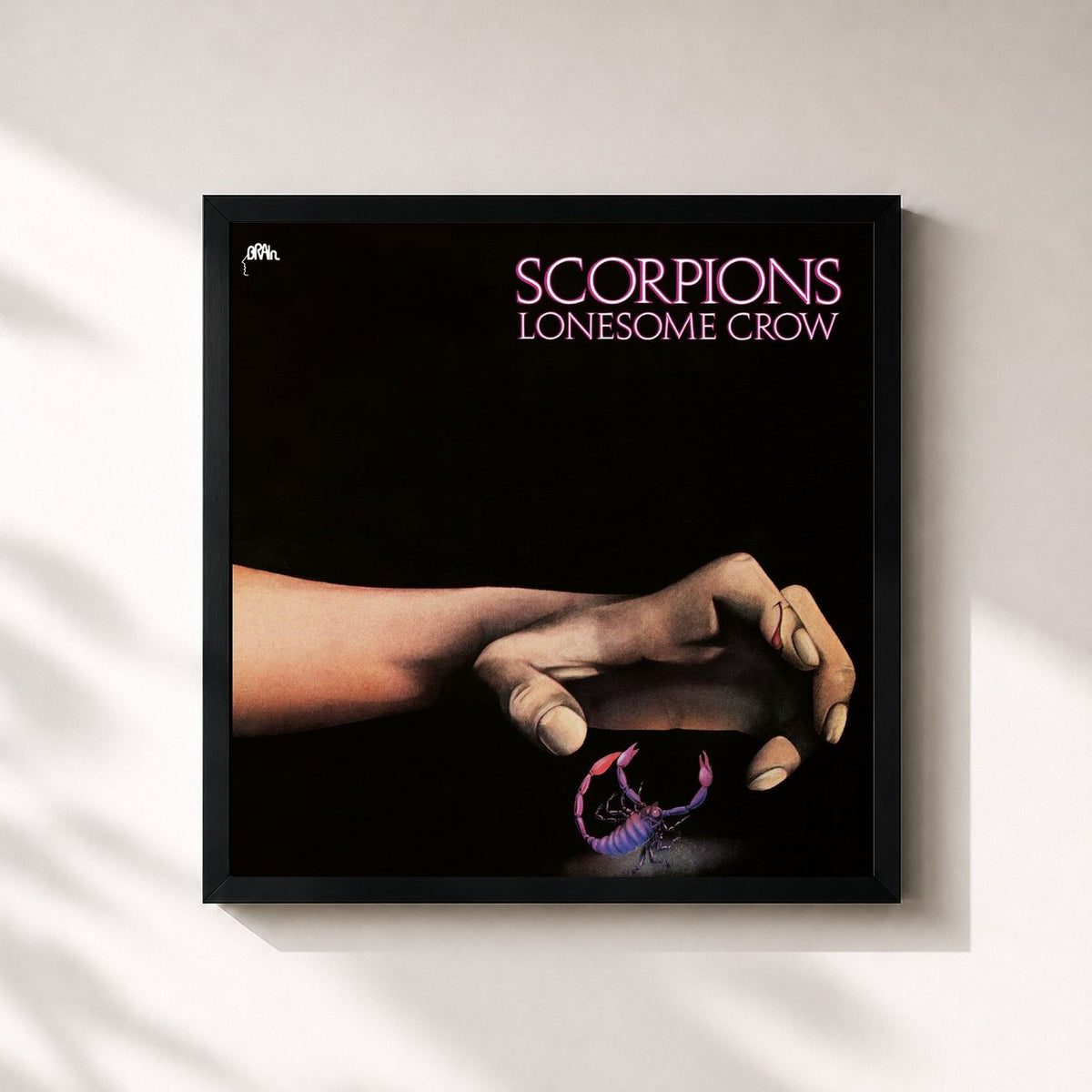 #noir Tableau carré de l'album Lonesome Crow de Scorpions, cadre noir 32x32 cm