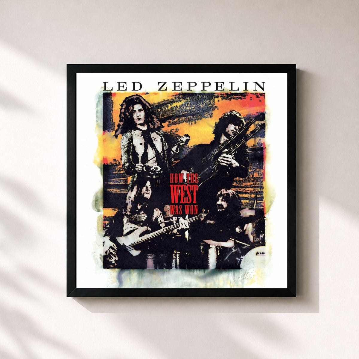 #noir Tableau carré de l'album How the West Was Won (Remaster) de Led Zeppelin, cadre noir 32x32 cm