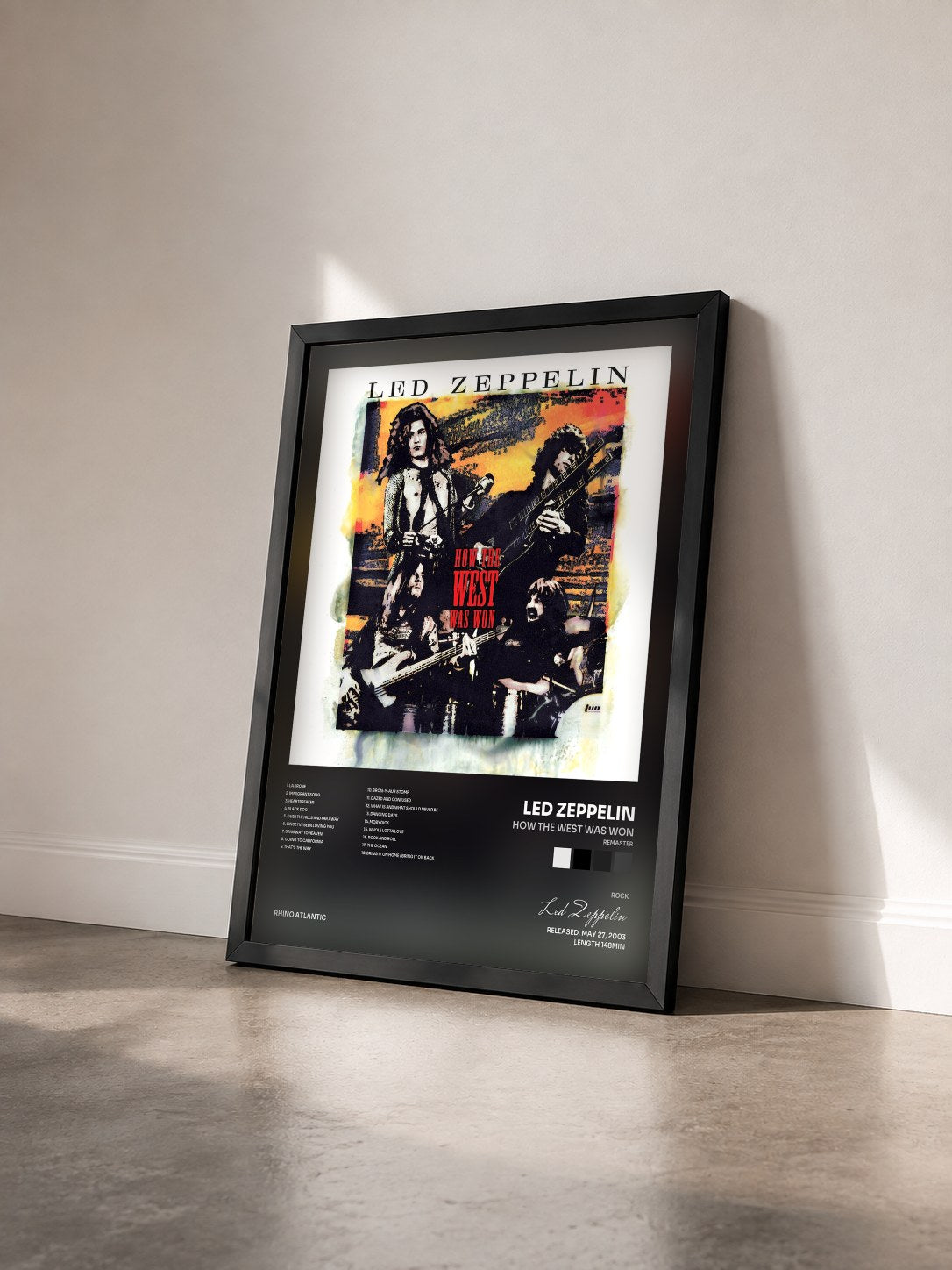 #noir Tableau de l'album How the West Was Won (Remaster) de Led Zeppelin vu de trois quarts, cadre noir