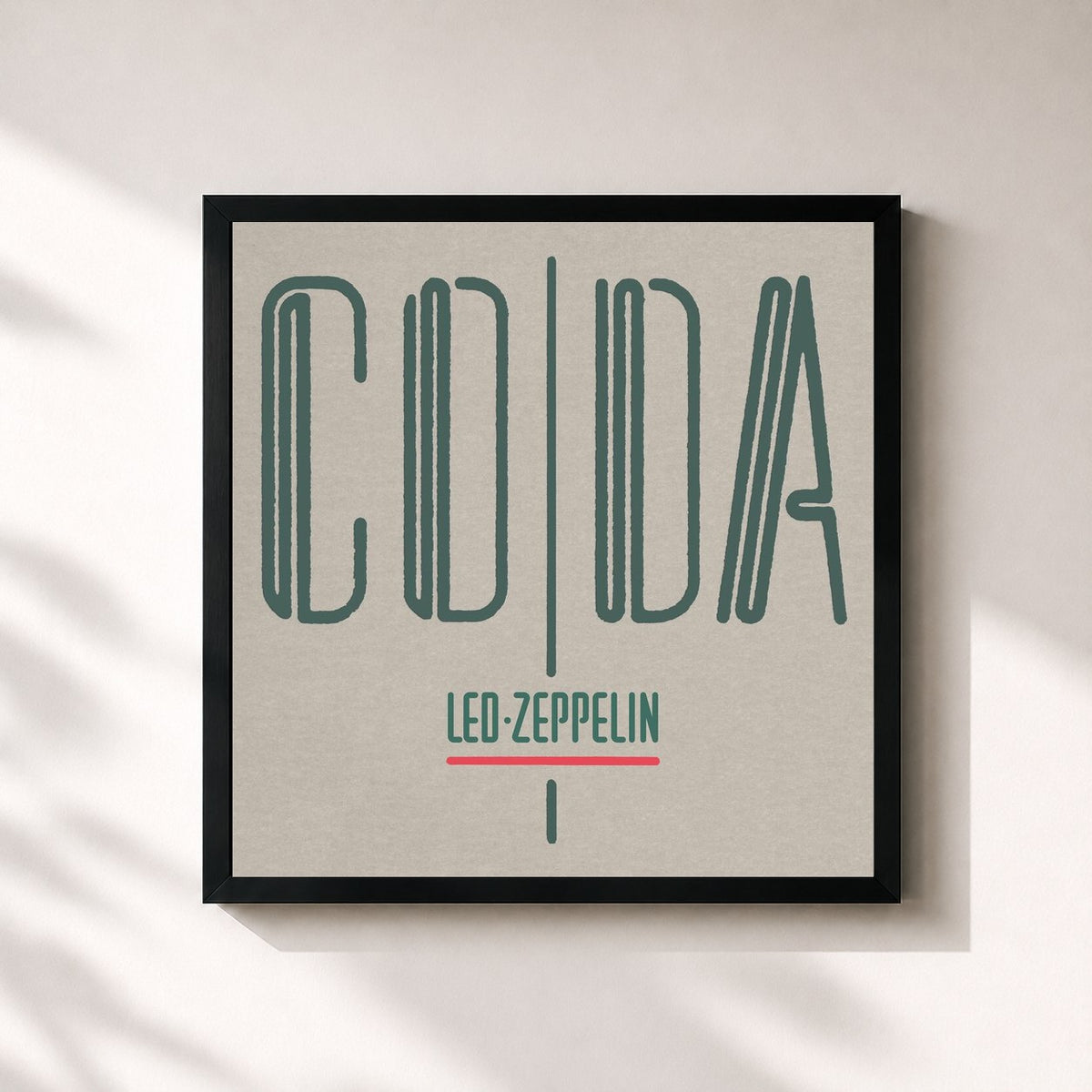 #noir Tableau carré de l'album Coda (Remaster) de Led Zeppelin, cadre noir 32x32 cm