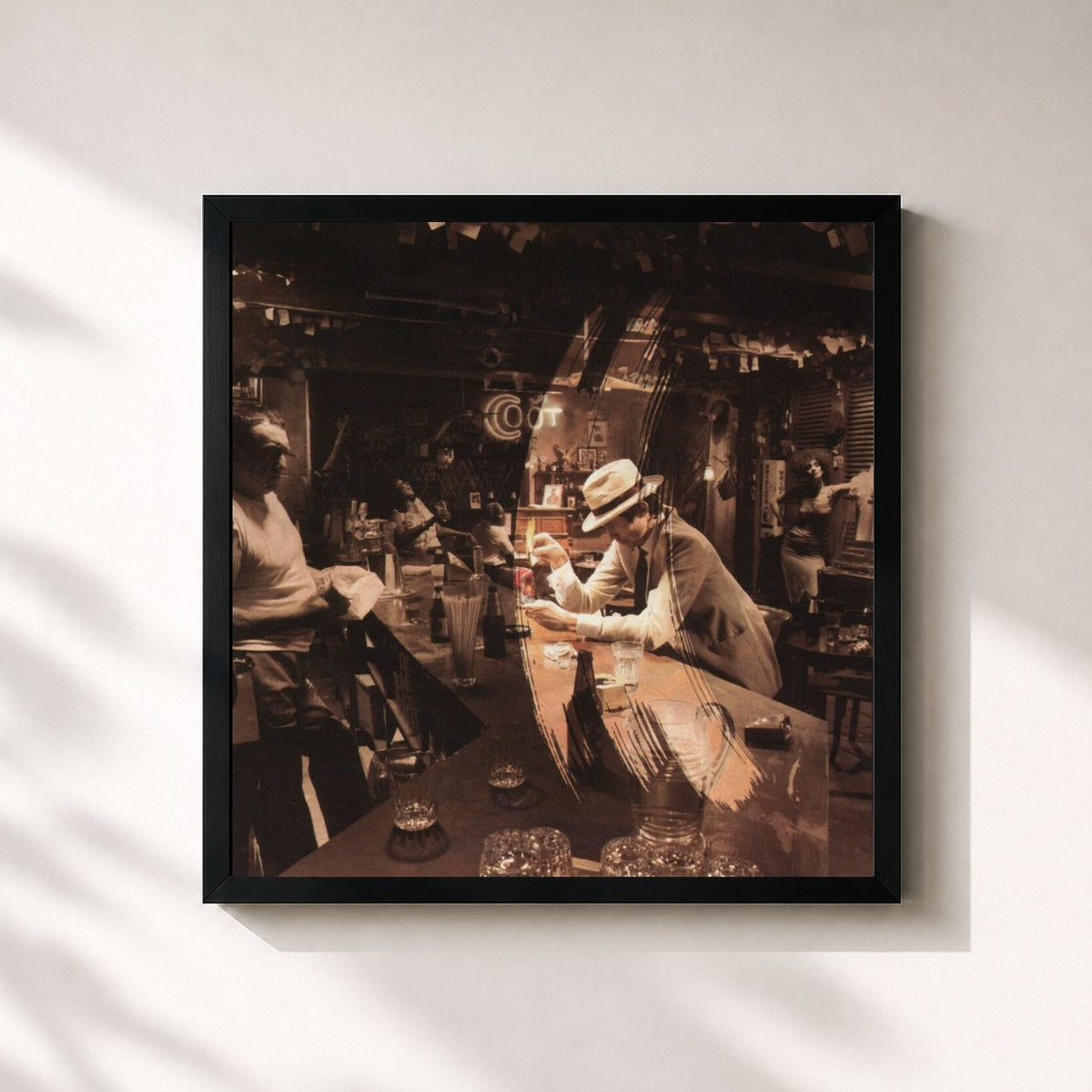 #noir Tableau carré de l'album In Through the out Door (1994 Remaster) de Led Zeppelin, cadre noir 32x32 cm