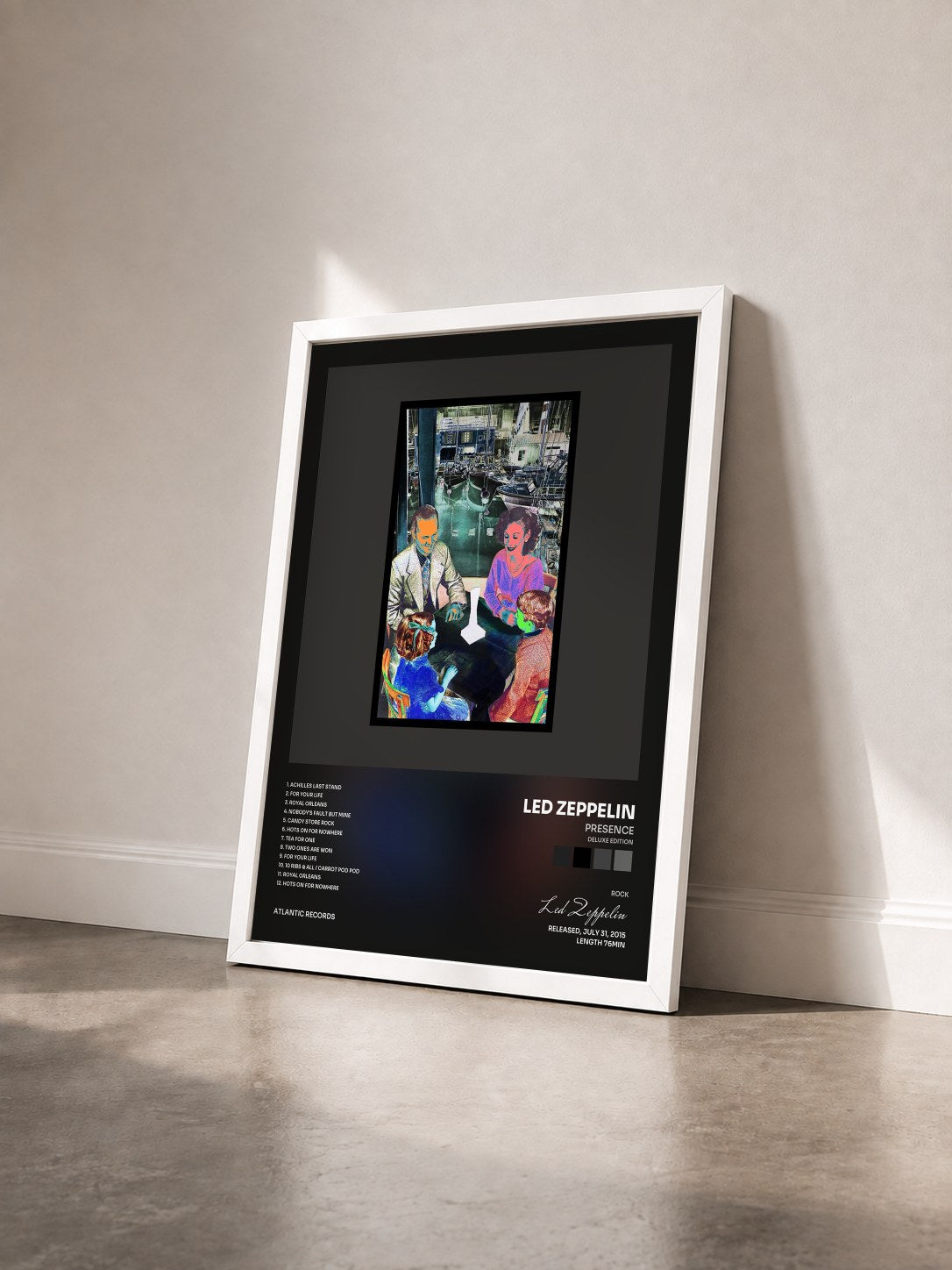 #blanc Tableau de l'album Presence (Deluxe Edition) de Led Zeppelin vu de trois quarts, cadre blanc