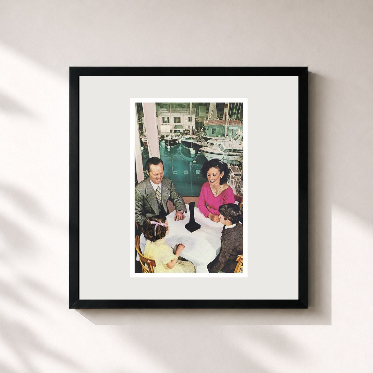 #noir Tableau carré de l'album Presence (Remaster) de Led Zeppelin, cadre noir 32x32 cm