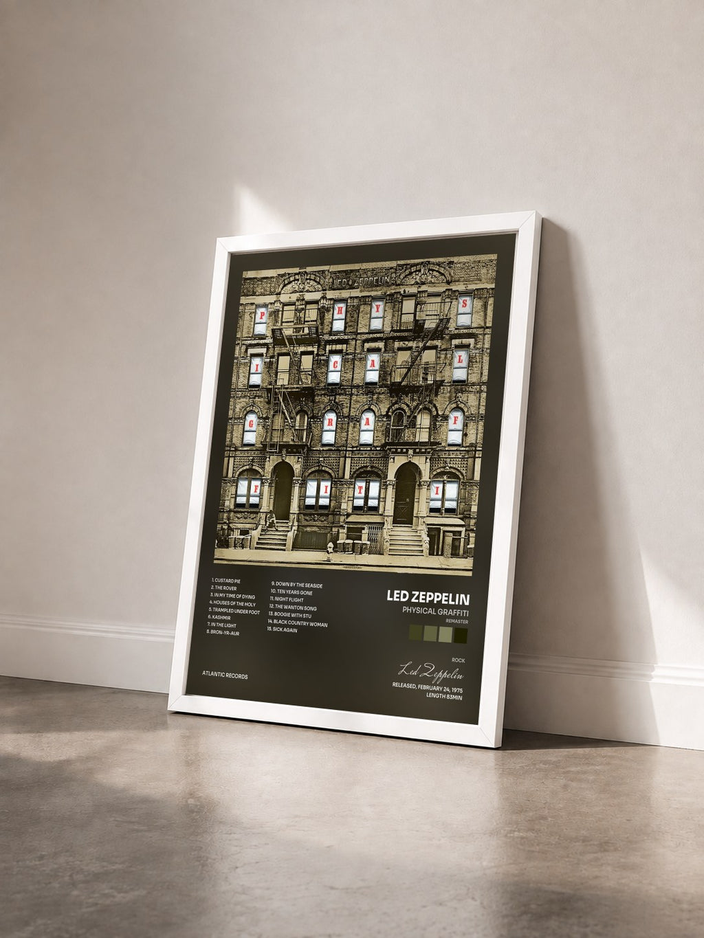 #blanc Tableau de l'album Physical Graffiti (Remaster) de Led Zeppelin vu de trois quarts, cadre blanc