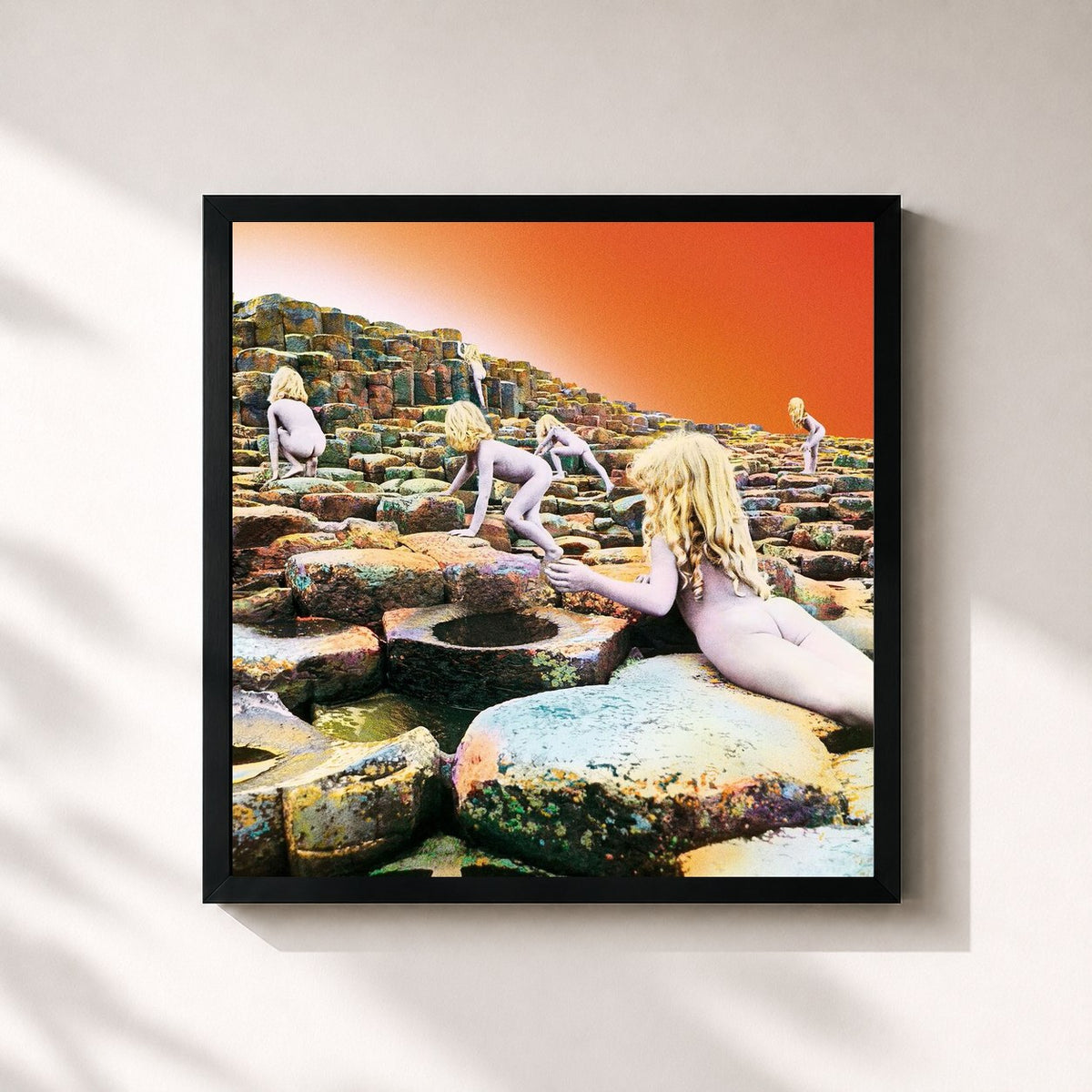 #noir Tableau carré de l'album Houses of the Holy (Remaster) de Led Zeppelin, cadre noir 32x32 cm
