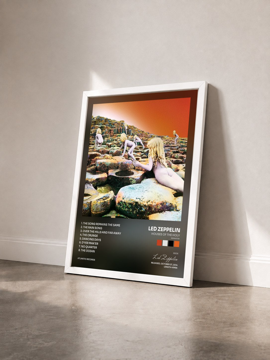 #blanc Tableau de l'album Houses of the Holy (Remaster) de Led Zeppelin vu de trois quarts, cadre blanc