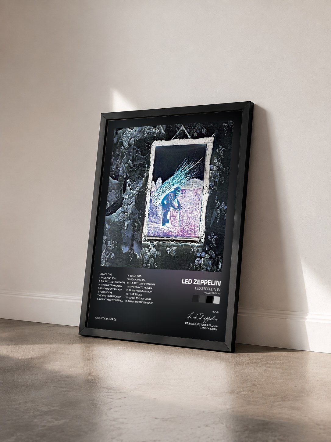 #noir Tableau de l'album Led Zeppelin IV (Deluxe Edition) de Led Zeppelin vu de trois quarts, cadre noir