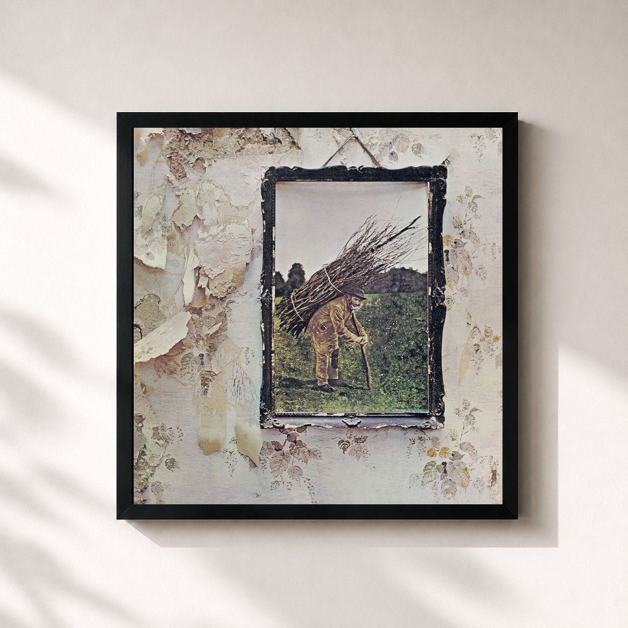 #noir Tableau carré de l'album Led Zeppelin IV (Remaster) de Led Zeppelin, cadre noir 32x32 cm