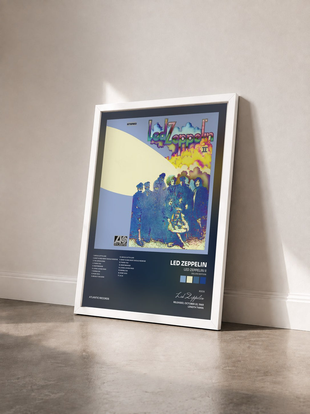 #blanc Led Zeppelin II (Deluxe Edition) von Led Zeppelin als gerahmter Kunstdruck von schräg gesehen, weißer Rahmen