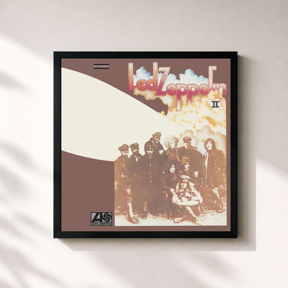 #noir Tableau carré de l'album Led Zeppelin II (Remaster) de Led Zeppelin, cadre noir 32x32 cm