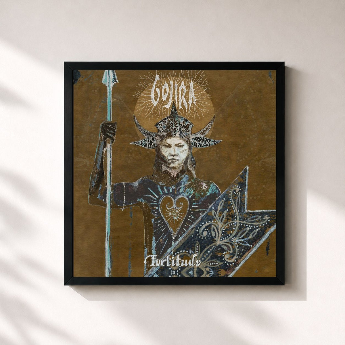 #noir Tableau carré de l'album Fortitude de Gojira, cadre noir 32x32 cm