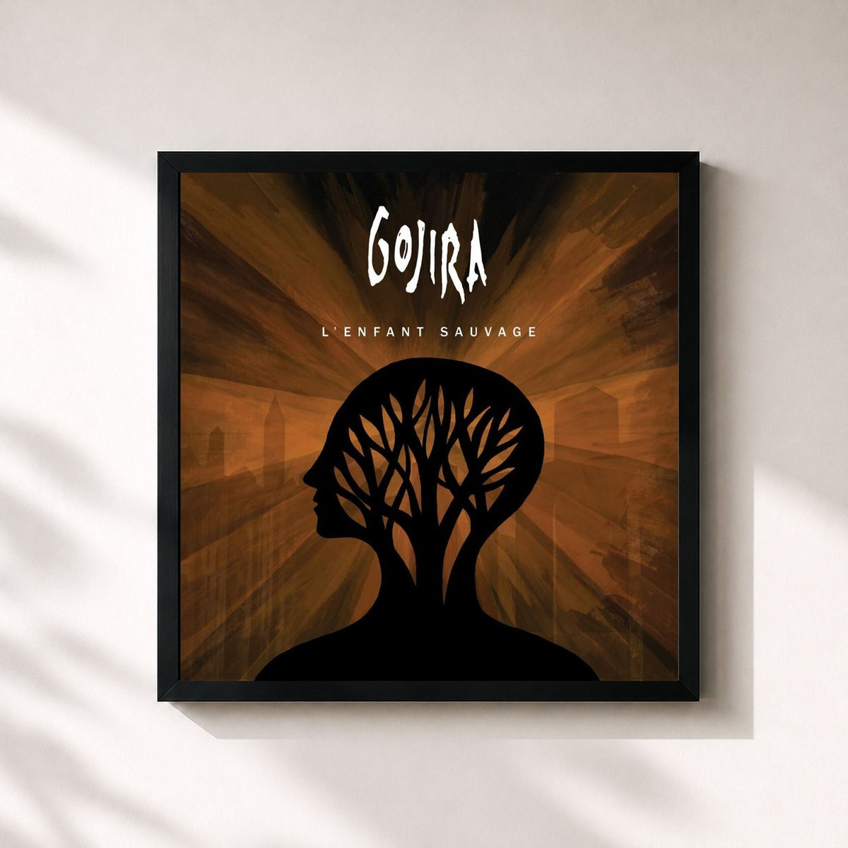 #noir Tableau carré de l'album L'Enfant Sauvage de Gojira, cadre noir 32x32 cm