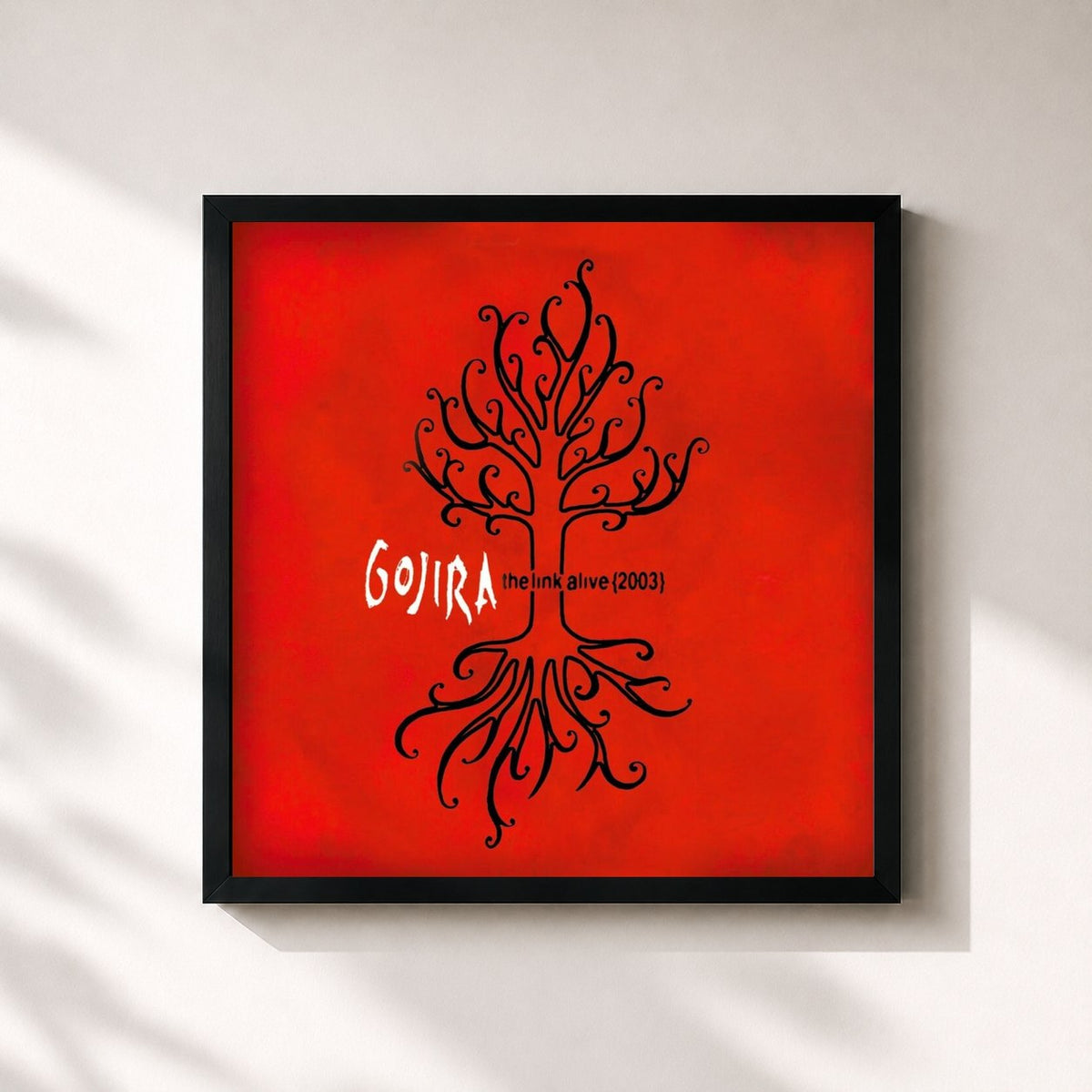 #noir Tableau carré de l'album The Link Alive de Gojira, cadre noir 32x32 cm